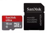   Micro SDHC 16GB Sandisk Ultra Class 10 UHS-I (SDSQUNB-016G-GN3MA)